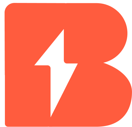 Large red-orange circle with a smaller rounded red-orange square positioned near its bottom left.